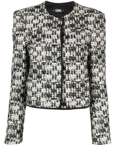 Karl Lagerfeld Veste en tweed à logo brodé - Noir