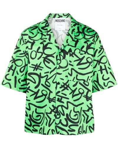 Moschino Katoenen Overhemd Met Monogramprint - Groen