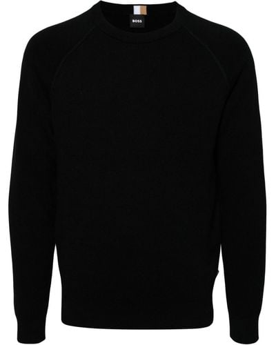 BOSS Cotton-virgin Wool Blend Sweater - Black