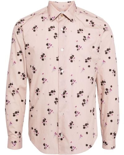 Paul Smith Narcissus-print Organic Cotton Shirt - Pink