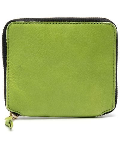 Comme des Garçons Washed Bi-fold Zip-up Wallet - Green