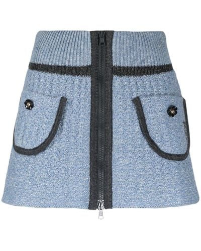 Cormio Floral-embroidery Knitted Miniskirt - Blue