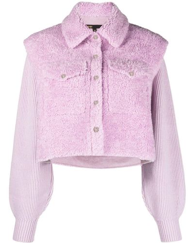 Maje Cropped-Bikerjacke mit Shearling - Pink