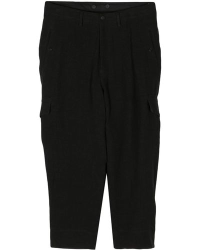 Y's Yohji Yamamoto Tapered Linen Trousers - Black