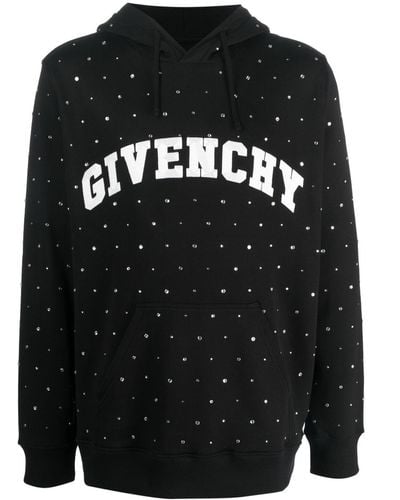 Givenchy Logo-print Rhinestone-embellished Hoodie - Black