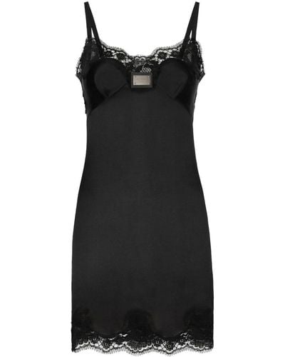 Dolce & Gabbana Minivestido con detalle de encaje - Negro