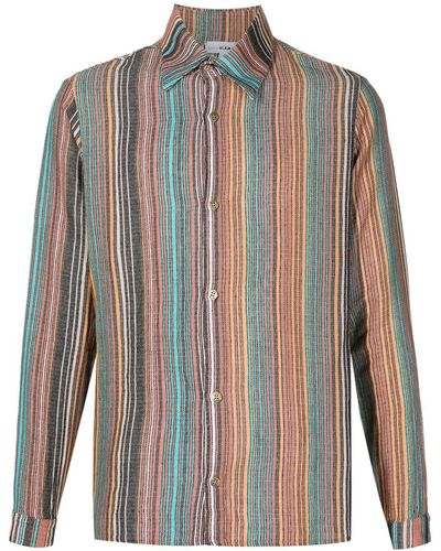 Amir Slama X Mahaslama Striped Jacquard Cotton Shirt - Brown