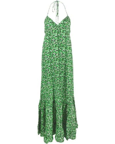 ROTATE BIRGER CHRISTENSEN Floral-print Halterneck Maxi Dress - Green