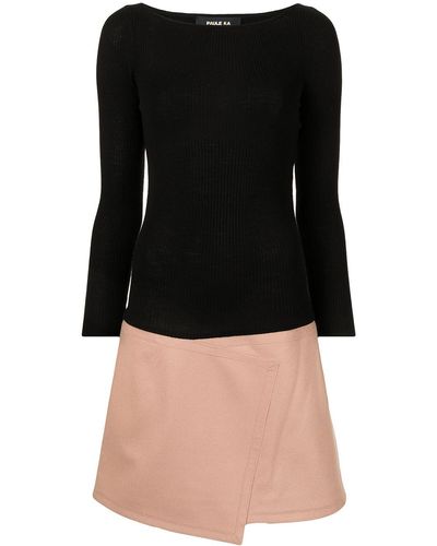 Paule Ka Two-tone Slim-fit Dress - Black