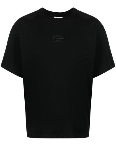 Sandro Debossed-logo Cotton T-shirt - Black