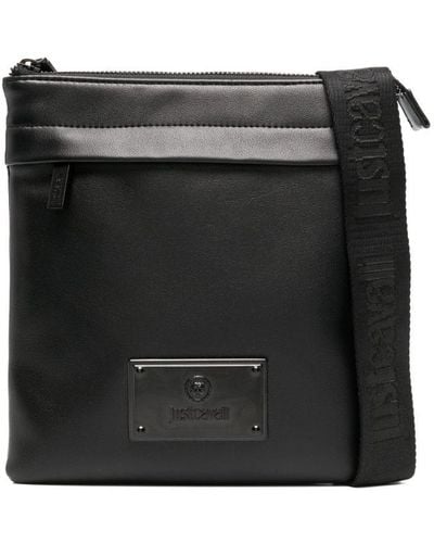 Just Cavalli Logo-plaque Faux-leather Messenger Bag - Black