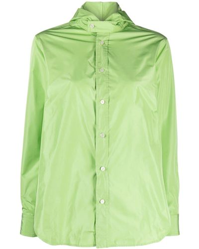Plan C Detachable-hood Taffeta Shirt - Green
