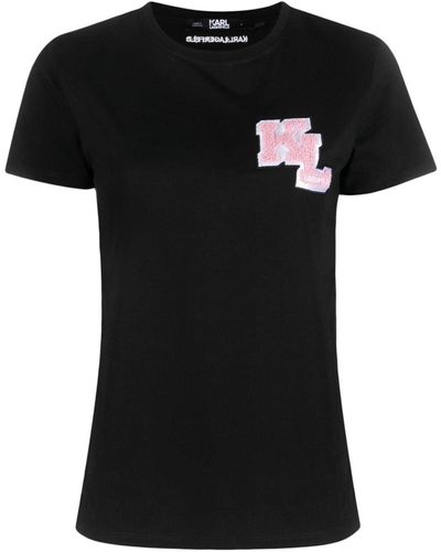 Karl Lagerfeld Kl Logo-patch Organic Cotton T-shirt - Black