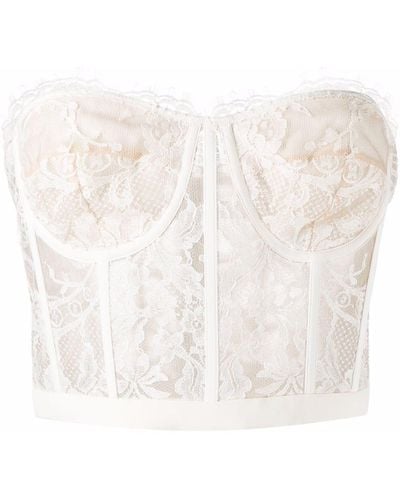 Alexander McQueen Floral-lace Bustier Top - White