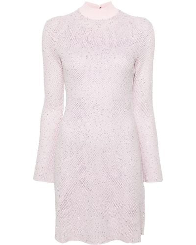 Maje Sequined Open-knit Minidress - Pink