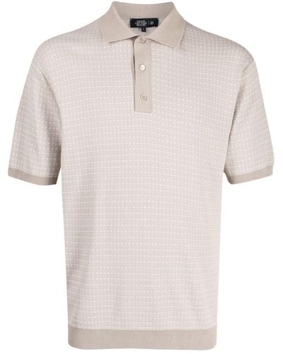 MAN ON THE BOON. Jacquard-pattern Knitted Polo Shirt - Brown
