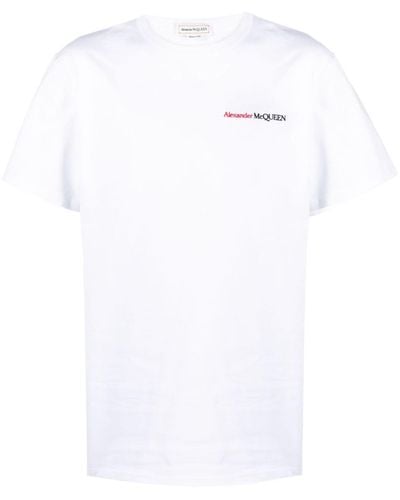 Alexander McQueen T-Shirt mit Logo-Stickerei - Weiß