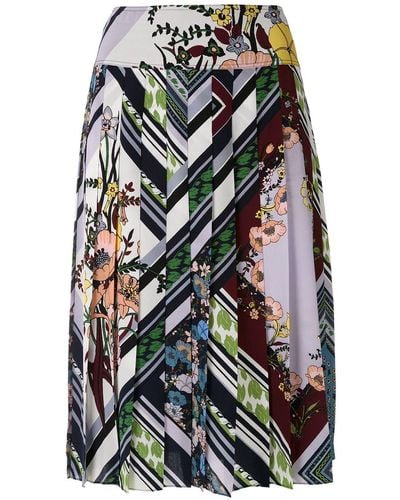 Tory Burch Floral-print Pleated Skirt - Multicolor