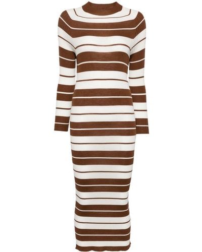 MERYLL ROGGE Striped long-sleeve dress - Marrón