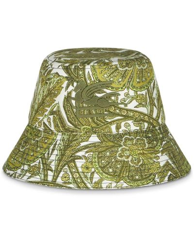 Etro Cappello Logo-embroidered Bucket Hat - Green