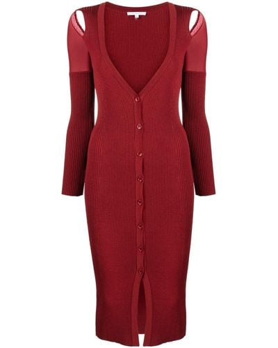 Patrizia Pepe Ribbed-knit Cardigan Dress - Red