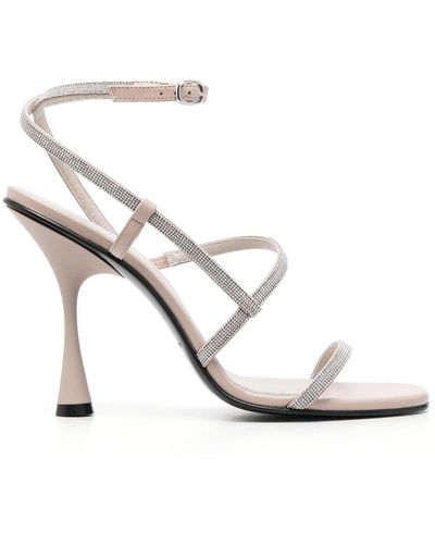 Fabiana Filippi 70mm Beaded Heeled Sandals - White