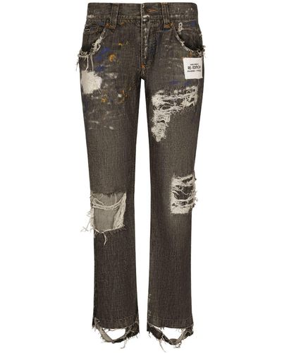 Dolce & Gabbana Jeans dritti Re-Edition - Grigio