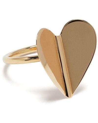 CADAR 18kt Yellow Gold Folded Heart Ring - White