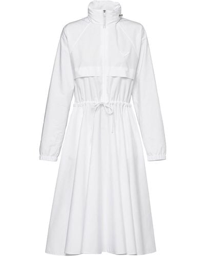 Prada Hooded Poplin Dress - White