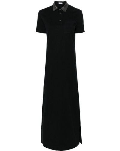 Brunello Cucinelli Monili-chain short-sleeve polo dress - Noir