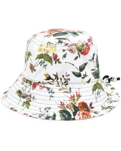 Erdem Floral-print Linen Bucket Hat - White