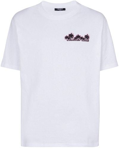Balmain T-Shirt mit Club-Print - Weiß