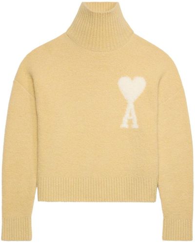 Ami Paris Cloudy Wool Ami De Coeur Sweater - Natural