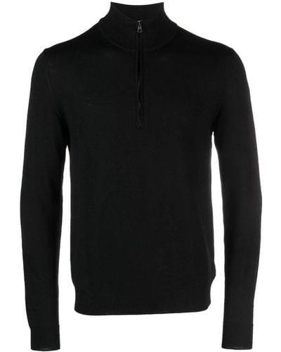 Zanone High-neck Virgin Wool Sweater - Black