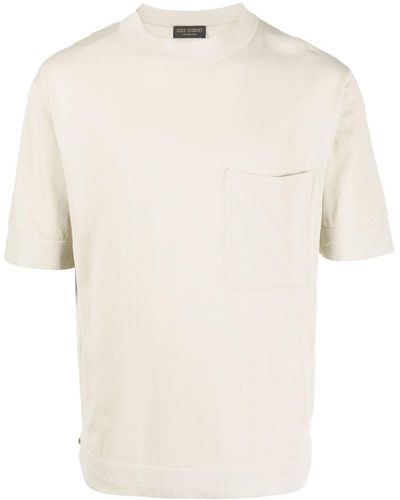 Dell'Oglio T-Shirt mit Brusttasche - Natur