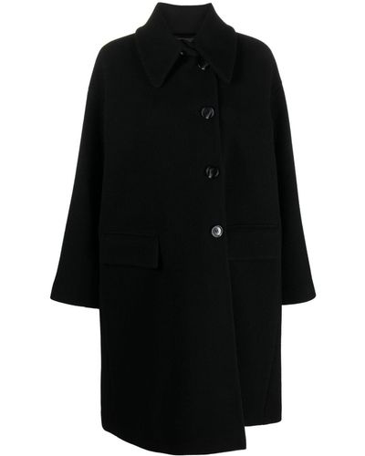Emporio Armani Button-up Wool Coat - Black