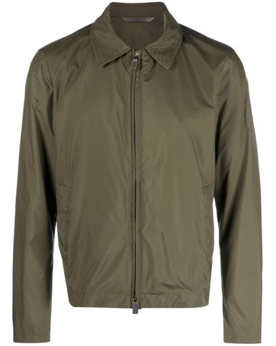 Canali Goatskin Zip-up Shirt Jacket - Green