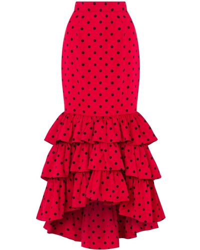 Moschino Polka-dot Ruffled Skirt - Red