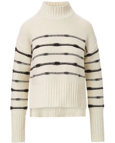 Veronica Beard Viori Striped Sweater - Natural