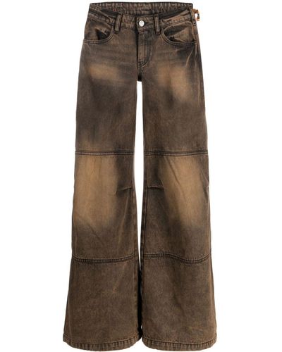 Aries Low-rise Wide-leg Jeans - Brown