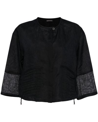 Emporio Armani Panelled Linen Blouse - Black