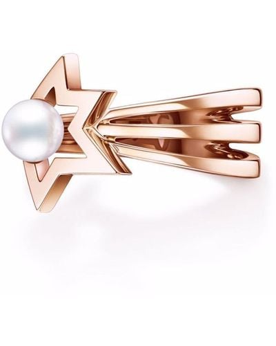 Tasaki 18kt Rose Gold Collection Line Comet Plus Pearl Ring - Pink