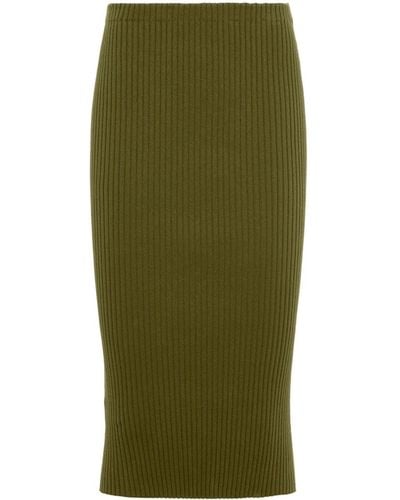 Prada Ribbed-knit Cotton Tube Skirt - Green