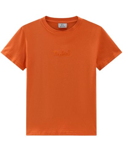 Woolrich Logo-embroidered Cotton T-shirt - Orange