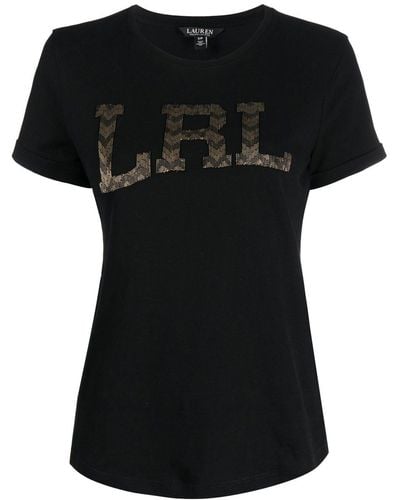 Lauren by Ralph Lauren Hailly Beaded-logot-shirt - Black