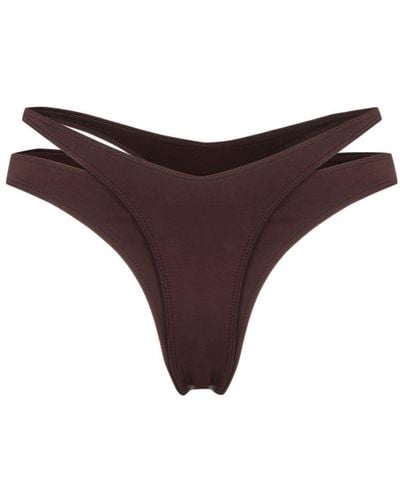 Mugler Bragas de bikini con abertura y doble capa - Marrón