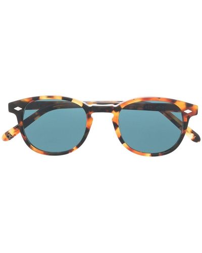 Lesca Tortoiseshell Round-frame Sunglasses - Blue