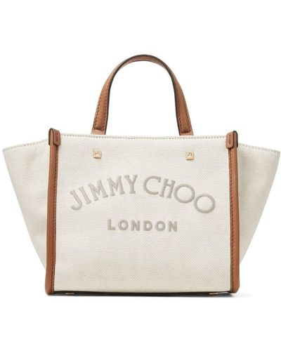 Jimmy Choo Varenne Embroidered-logo Tote Bag - Natural