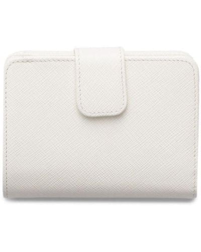 Prada Triangle-logo Saffiano-leather Wallet - White