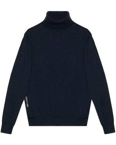 Gucci Logo-embroidered Wool Jumper - Blue